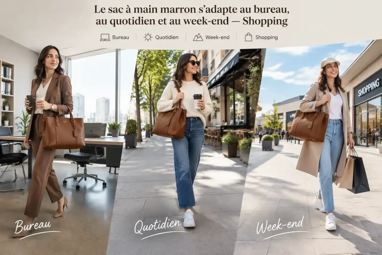Le sac à main marron s’adapte au bureau, au quotidien et au week-end