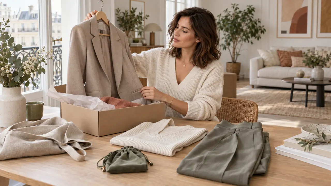 Sélection de vêtements féminins élégants préparée dans une box mode