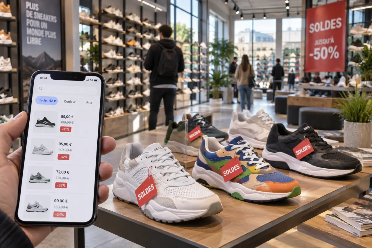 Sneakers en solde : filtrez la taille avant de comparer les prix