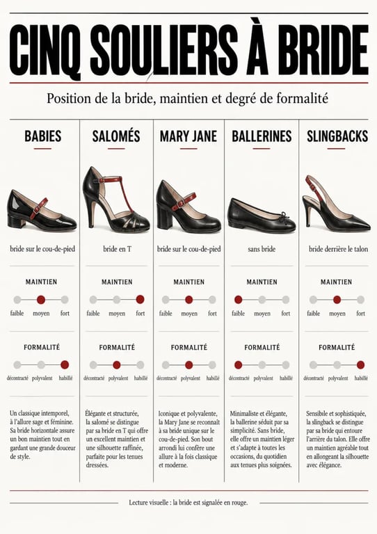 Babies chaussures femme et modèles proches : différences de brides et de maintien
