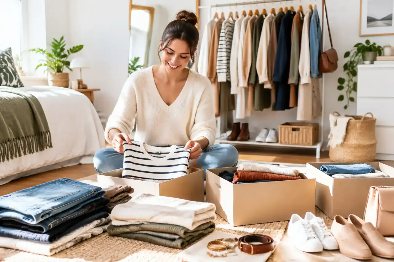 Garde-robe capsule composée de vêtements essentiels aux tons neutres