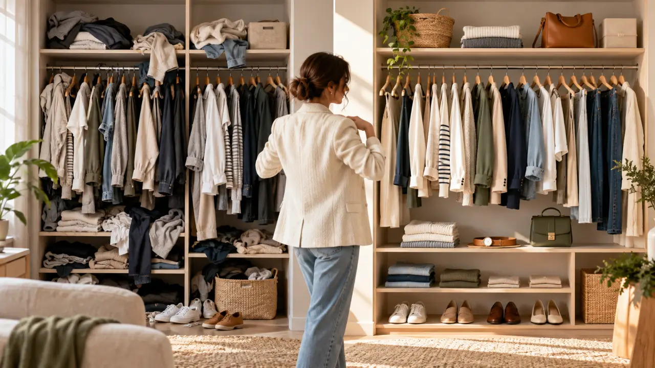 Garde-robe élégante organisée avec des vêtements faciles à associer