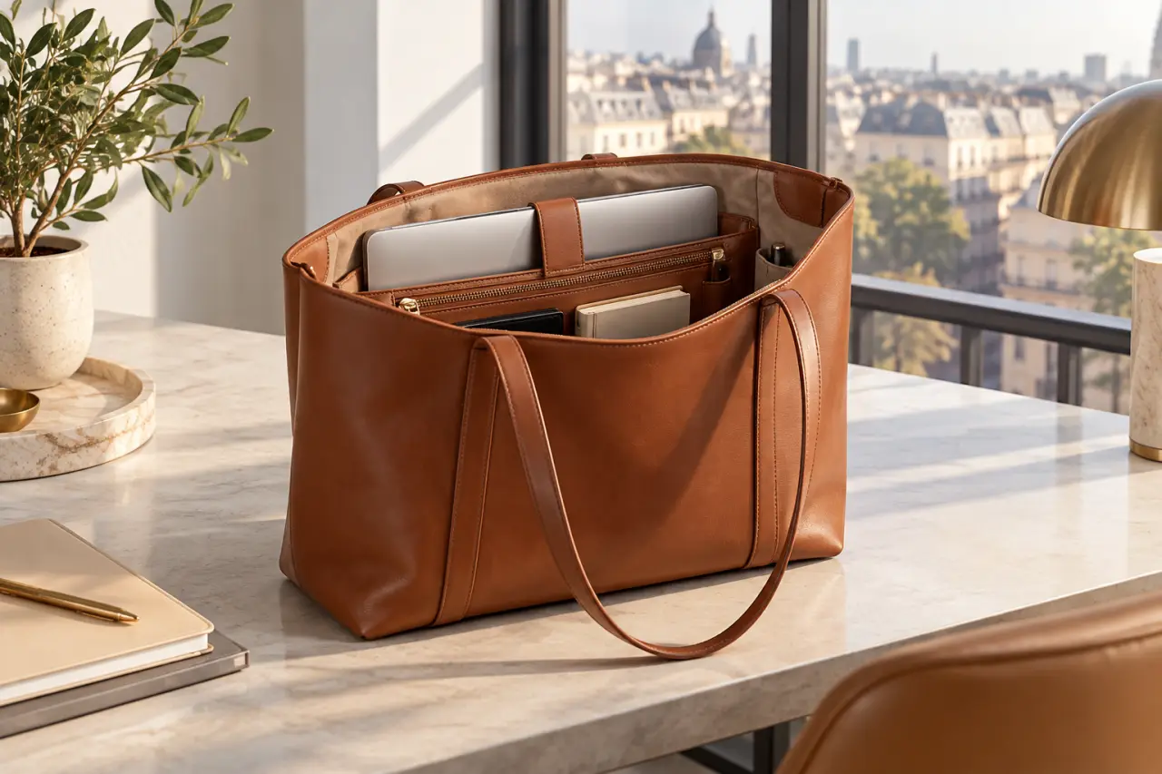 Le cabas en cuir pour femme qui transporte un ordinateur 14 pouces sans vous encombrer