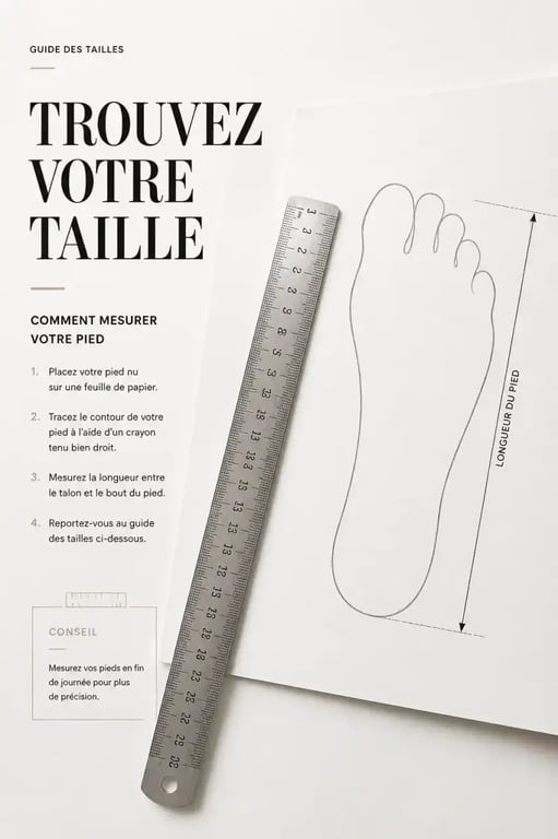 Méthode pour mesurer ses pieds pour trouver des grandes pointures chaussures femmes