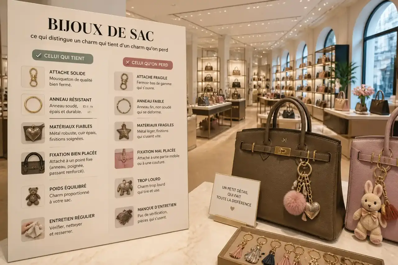 Bijoux de sac : ce qui distingue un charm qui tient d'un charm qu'on perd