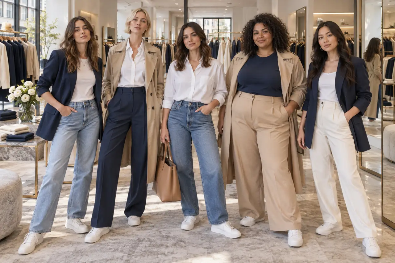 Conseil mode femme : 5 morphologies, 3 couleurs et des basiques faciles à porter